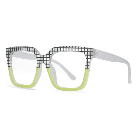 White Green Large Square Colorful Reading Eyewear