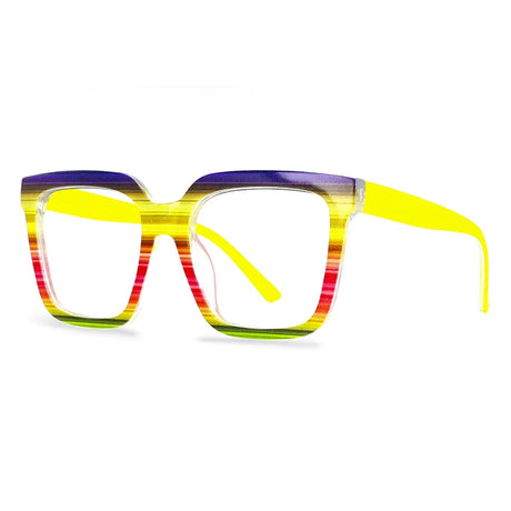 Blue Yellow Large Square Colorful Reading Eyewear