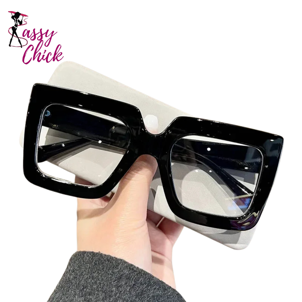 Large Square Frame Anti-Blue Light Reading Glasses Sassy Chick Logo