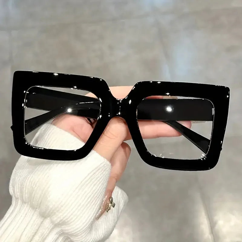 Black Large Square Frame Clear Lens