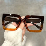 Brown Large Square Frame Clear Lens