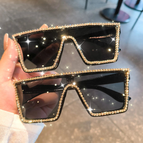 Collection of Large Square Luxury Rhinestone Sunglasses