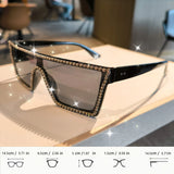 Size of Large Square Luxury Rhinestone Sunglasses