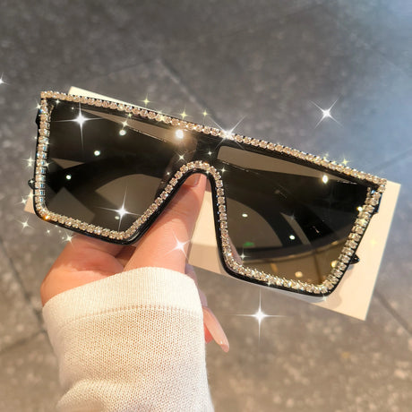 Large Square Luxury Rhinestone Sunglasses