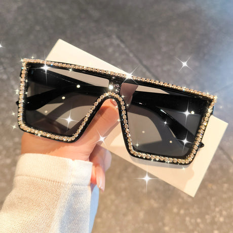 Large Square Luxury Rhinestone Sunglasses