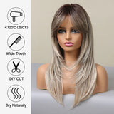 Layered Ombre Brown Blonde Straight Synthetic Wigs 