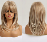 Layered Ombre Brown Blonde Straight Synthetic Wigs