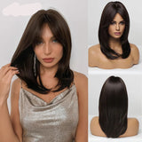 Layered Ombre Brown Blonde Straight Synthetic Wigs