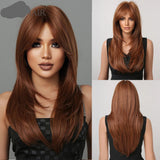 Layered Ombre Brown Blonde Straight Synthetic Wigs