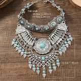 Size of Layered Retro Teardrop Tassel Collar Jewelry