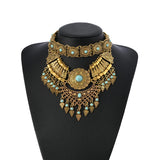 Gold Layered Retro Teardrop Tassel Collar Jewelry