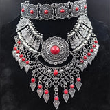 Silver Layered Retro Teardrop Tassel Collar Jewelry