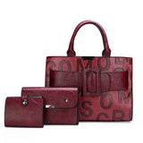 wine red Leather Bag Vintage Sets