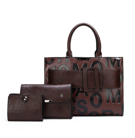 dark brown Leather Bag Vintage Sets