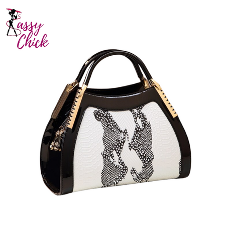 Leather Crystal Diamonds Shoulder Bag Sassy Chick Logo