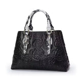 black flower handbag