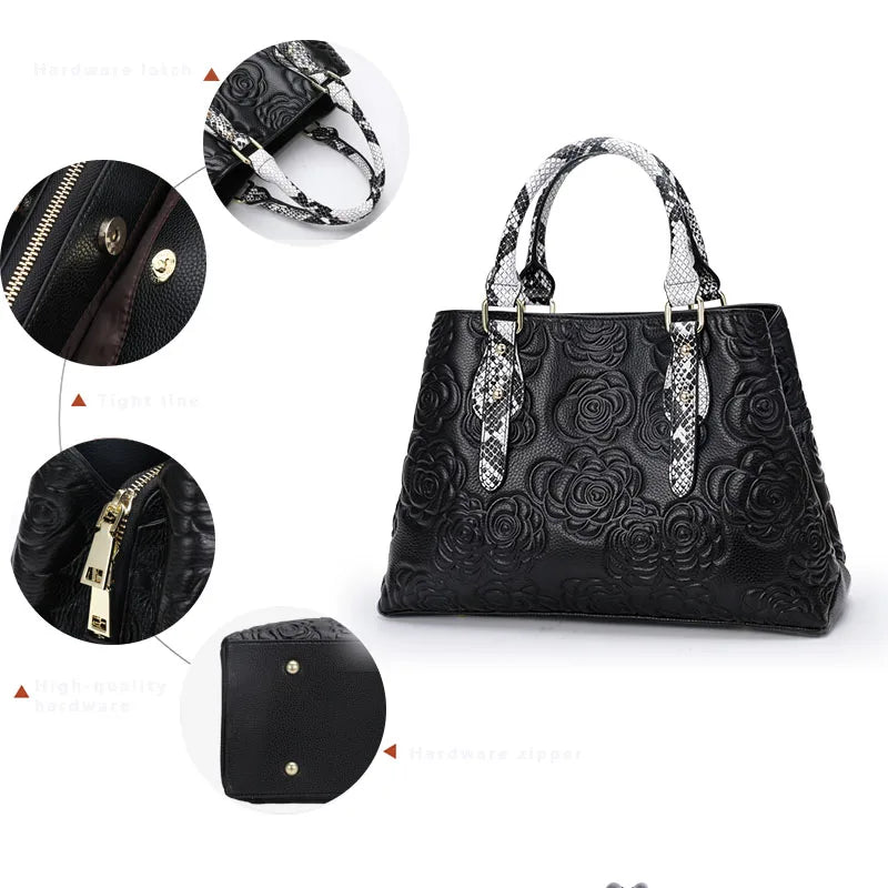 black flower handbag