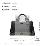 size Leather High-capacity Handbag Leopard Print