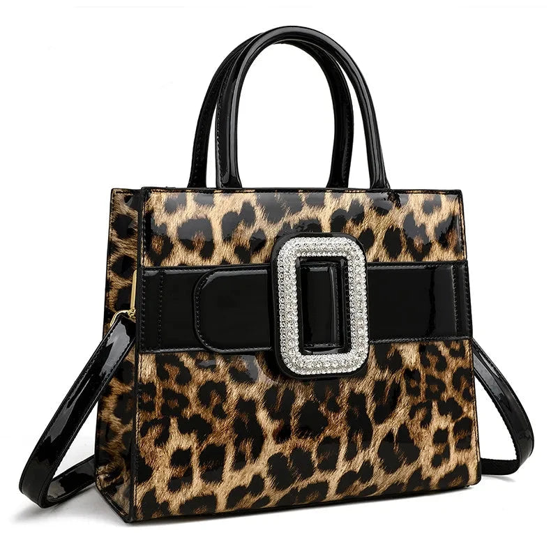 Leather Leopard Print Large Women Bags