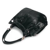 Leather Shiny Serpentine Pattern Handbag