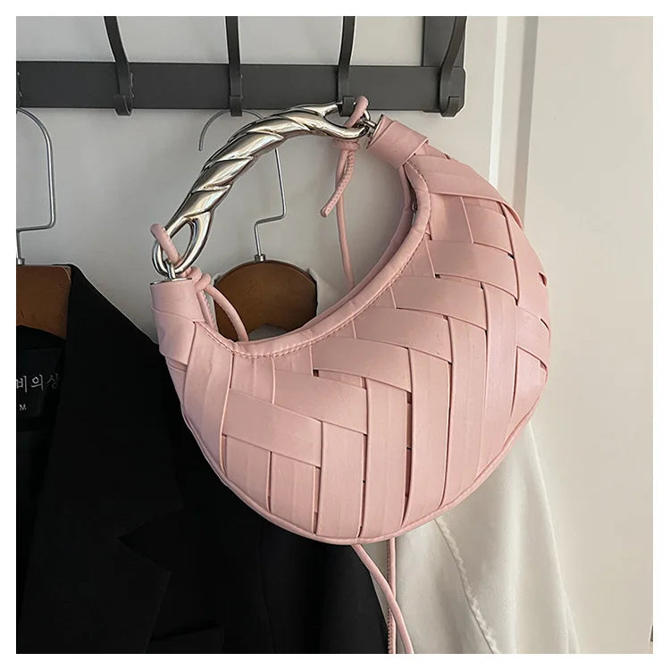 Leather Trend Texture Design Crossbody Bag pink