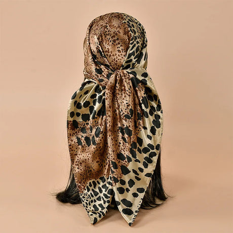 Brown Gold Leopard 90*90cm Printed Square Luxury Designers Scarf