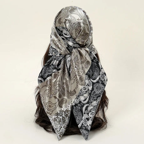 Gray Black Leopard 90*90cm Printed Square Luxury Designers Scarf