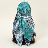 Blue Green Leopard 90*90cm Printed Square Luxury Designers Scarf