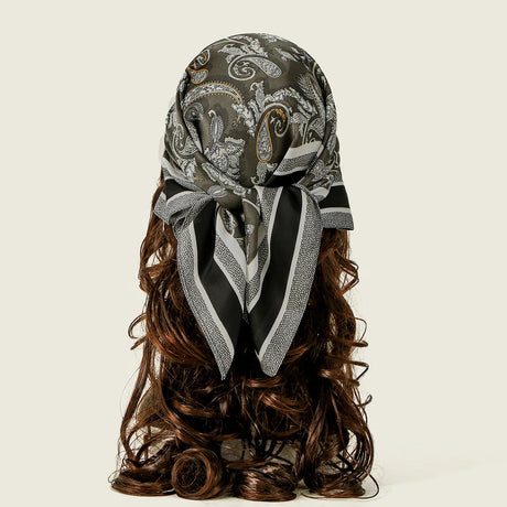 Gray Black Leopard 90*90cm Printed Square Luxury Designers Scarf