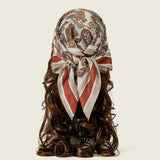 Orange Brown Leopard 90*90cm Printed Square Luxury Designers Scarf