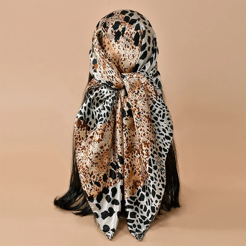 Brown Leopard 90*90cm Printed Square Luxury Designers Scarf