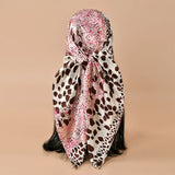 Pink Brown Leopard 90*90cm Printed Square Luxury Designers Scarf