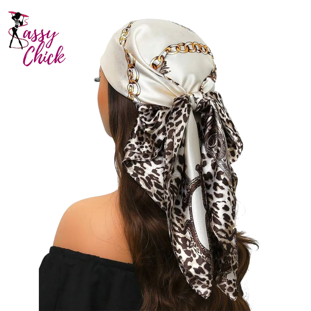 Leopard 90cm Women Scarf Sunscreen Foulard Shawl Sassy Chick Logo