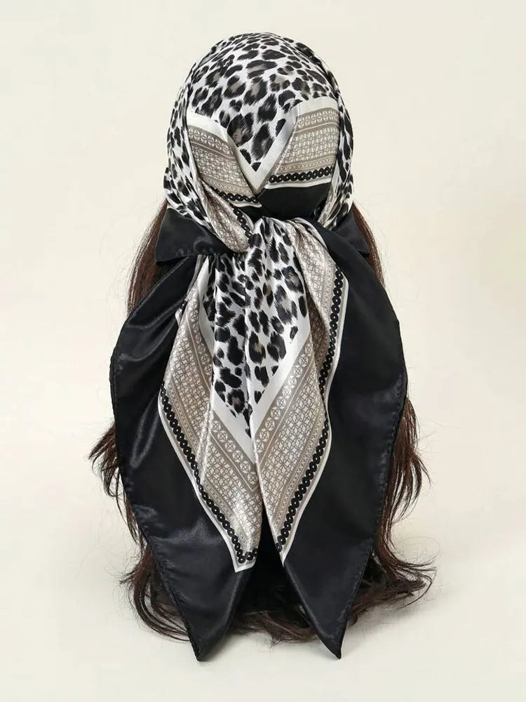 Black Leopard 90cm Women Scarf Sunscreen Foulard Shawl