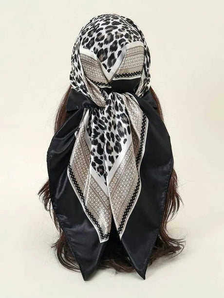 Black Leopard 90cm Women Scarf Sunscreen Foulard Shawl