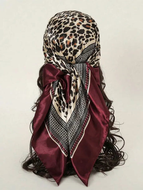 Red Leopard 90cm Women Scarf Sunscreen Foulard Shawl