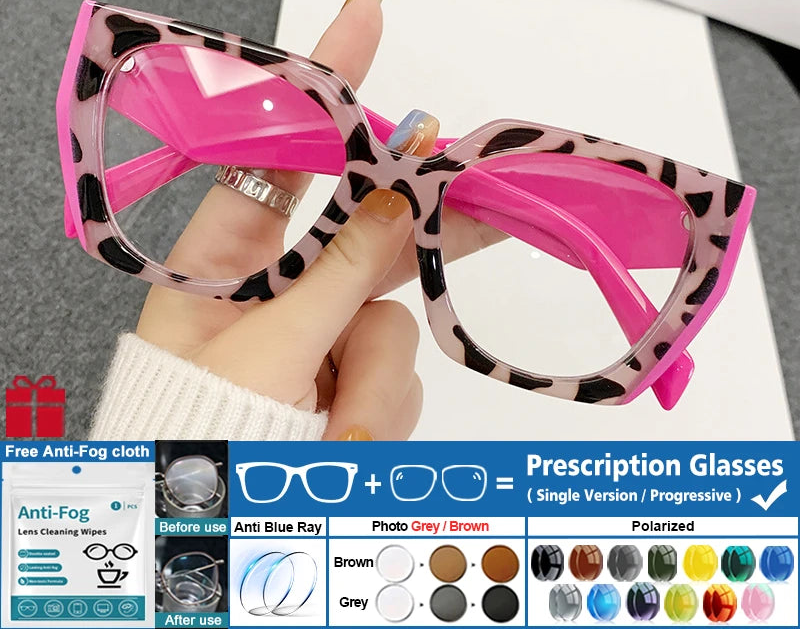 Leopard Anti Blue Ray Retro Myopia Eyeglasses
