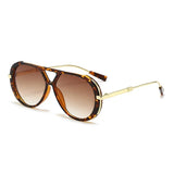 Leopard Large Frame Pilot Punk Sunglasses