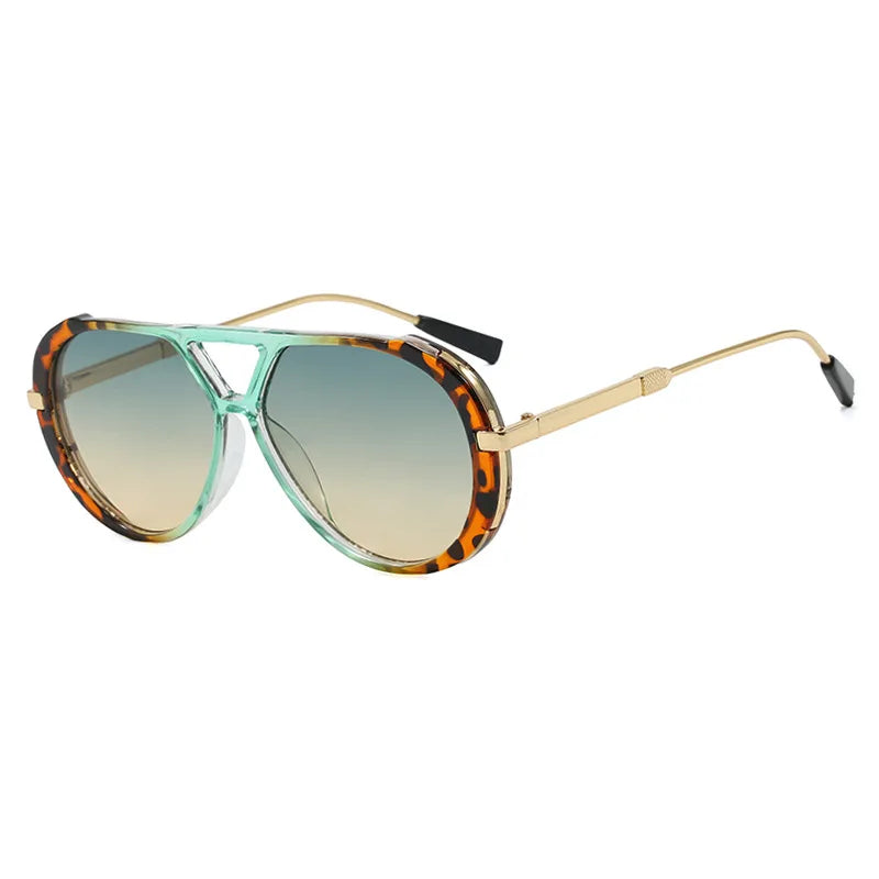 Leopard Large Frame Pilot Punk Sunglasses
