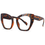 Leopard Leopard Oversized Cat Eye Anti Blue Light Eyeglasses