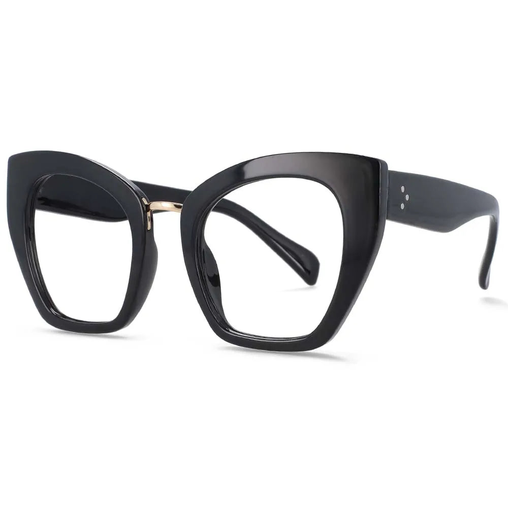 Black Leopard Oversized Cat Eye Anti Blue Light Eyeglasses
