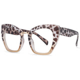 Leopard Leopard Oversized Cat Eye Anti Blue Light Eyeglasses