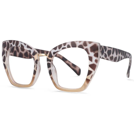 Leopard Leopard Oversized Cat Eye Anti Blue Light Eyeglasses