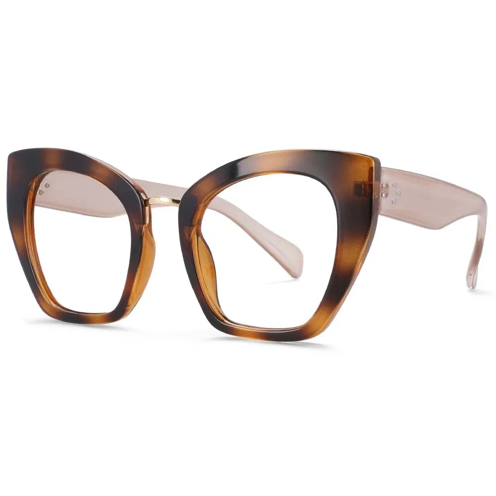 Brown Leopard Oversized Cat Eye Anti Blue Light Eyeglasses