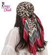 Leopard Print 90cm Square Silk Scarf Satin Headband Hijabs Sassy Chick Logo