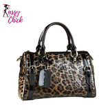 Leopard Print Boston Pillow Handbag Bag Sassy Chick Logo
