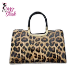 Leopard Print Multiple Compartments Retro Shoulder Bag Sassy Chick Logo