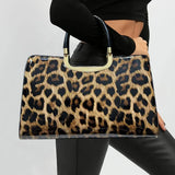 Model Using Leopard Print Multiple Compartments Retro Shoulder Bag