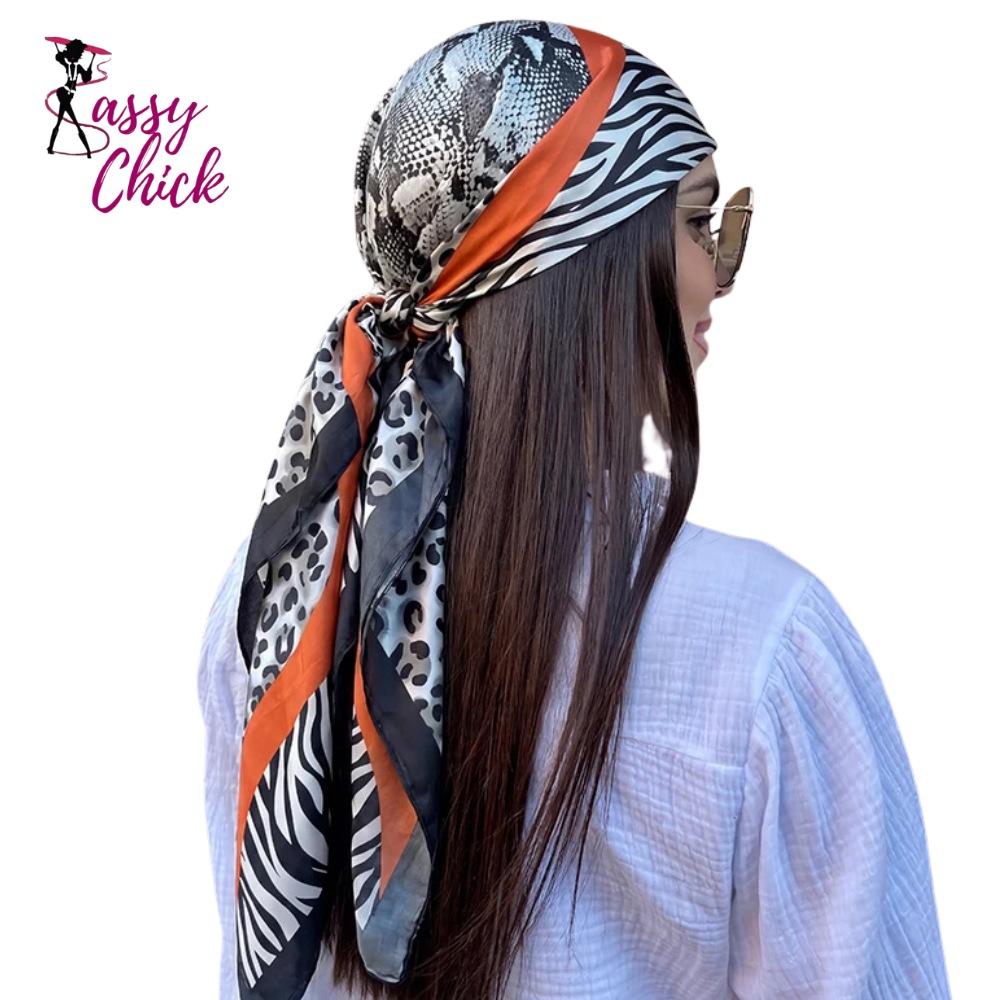 Leopard Print Silk Bandana Scarf Sassy Chick Logo