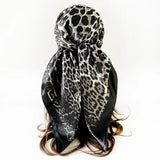Black Leopard Print Silk Square Scarf